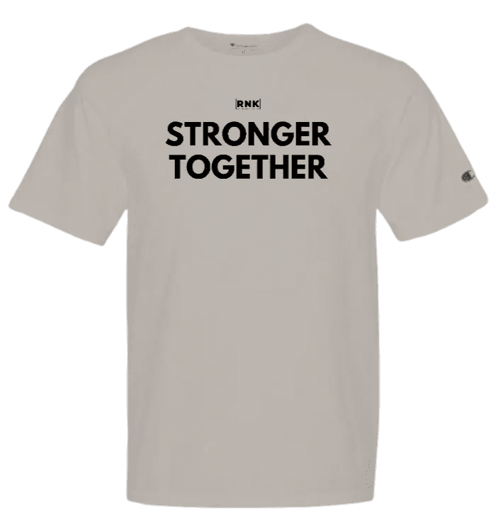 Unisex Stronger Together Champion garment dyed T-shirt by cmgvd2nmw00acoj0juazl4l2x, shown flat with soft fabric texture.