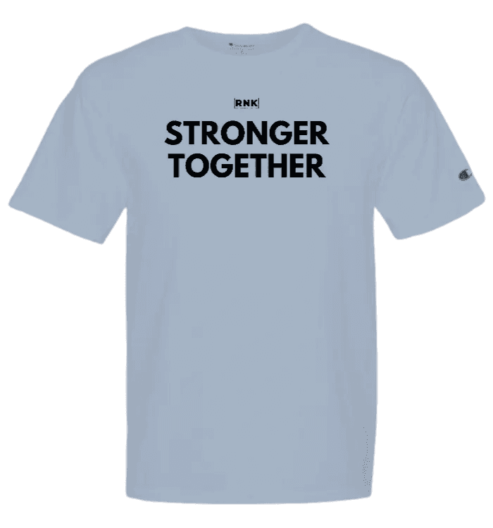 Unisex Stronger Together Champion garment dyed T-shirt by cmgvd2nmw00acoj0juazl4l2x, showing front view in natural fabric color.
