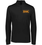 Adult dry-fit 1/4 zip polyester pullover by cmgvd2nmw00acoj0juazl4l2x, shown in navy blue with a standing collar and zip closure.