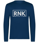 RNK Adult Unisex Performance Long Sleeve T-Shirt made of 100% polyester, shown in a sleek, fitted design suitable for active wear.