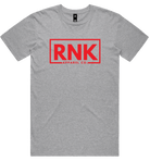Adult unisex RNK Apparel Co. T-shirt made of 100% combed cotton, shown flat with short sleeves and crew neckline.