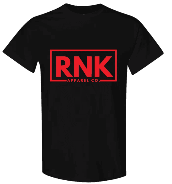 Red youth cotton T-shirt with RNK logo graphic from cmgvd2nmw00acoj0juazl4l2x, featuring a casual fit and vibrant design.