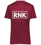 RNK Adult Unisex Athletic T-Shirt in performance polyester fabric, navy blue with crew neck and short sleeves.