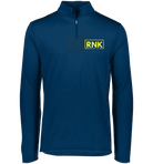 Adult dry-fit 1/4 zip pullover by cmgvd2nmw00acoj0juazl4l2x, unisex polyester athletic top shown in navy blue with white zipper