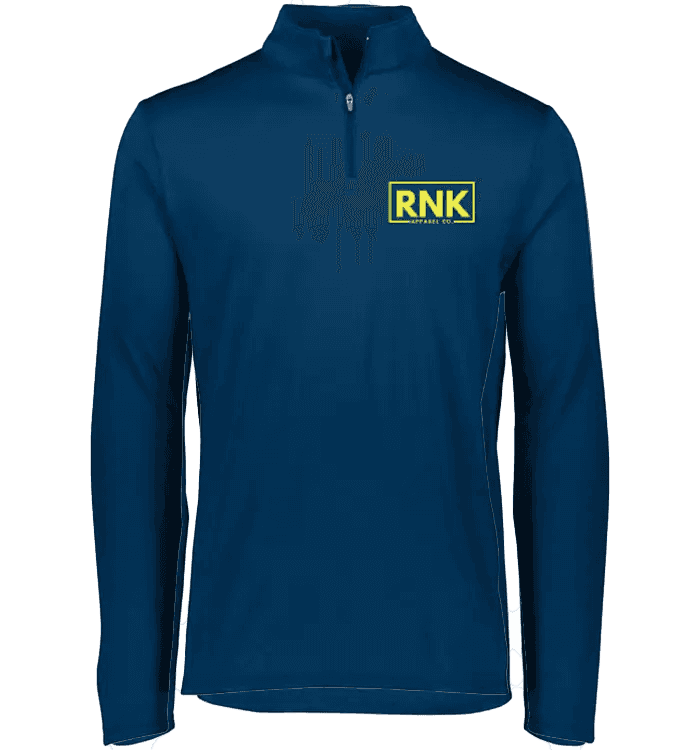 Adult dry-fit 1/4 zip pullover by cmgvd2nmw00acoj0juazl4l2x, unisex polyester athletic top shown in navy blue with white zipper