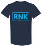 Youth Aqua RNK Logo T-Shirt featuring a hockey-inspired design, made of 100% cotton by RNK Apparel Co.