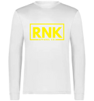 RNK Adult Performance Long Sleeve T-Shirt, lightweight hockey training shirt, black with RNK logo on front, designed for athletic wear