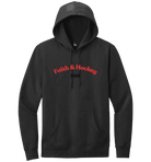 Faith & Hockey unisex hoodie made of cotton and polyester, featuring a casual fit and graphic design on the front.