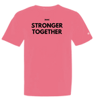 Unisex Champion T-shirt by cmgvd2nmw00acoj0juazl4l2x featuring a garment-dyed finish and "Stronger Together" graphic design.