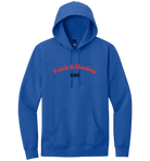 Faith & Hockey unisex hoodie made of cotton and polyester, featuring a casual fit and graphic design in the front.
