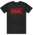 Adult unisex RNK Apparel Co. T-shirt made of 100% combed cotton, shown flat with short sleeves and crew neckline.